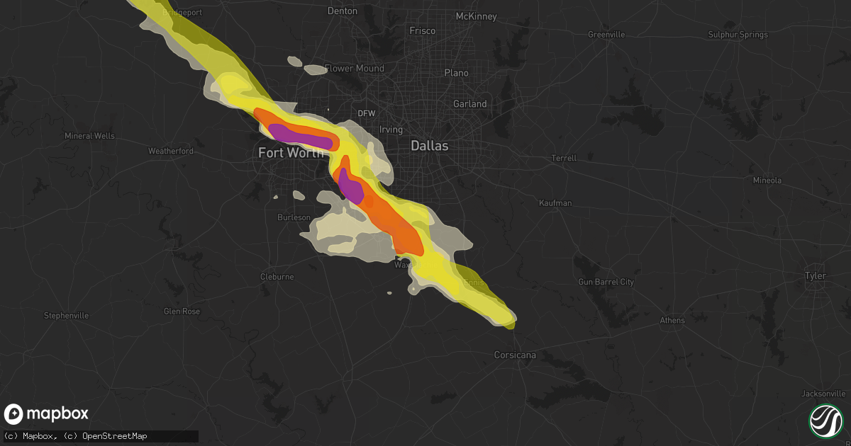 Hail map in Red Oak, TX on April 27, 2020