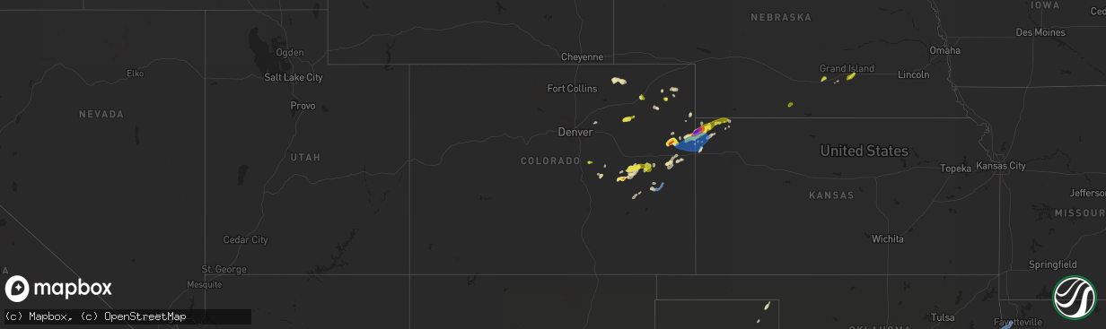 Hail map in Colorado on April 27, 2021