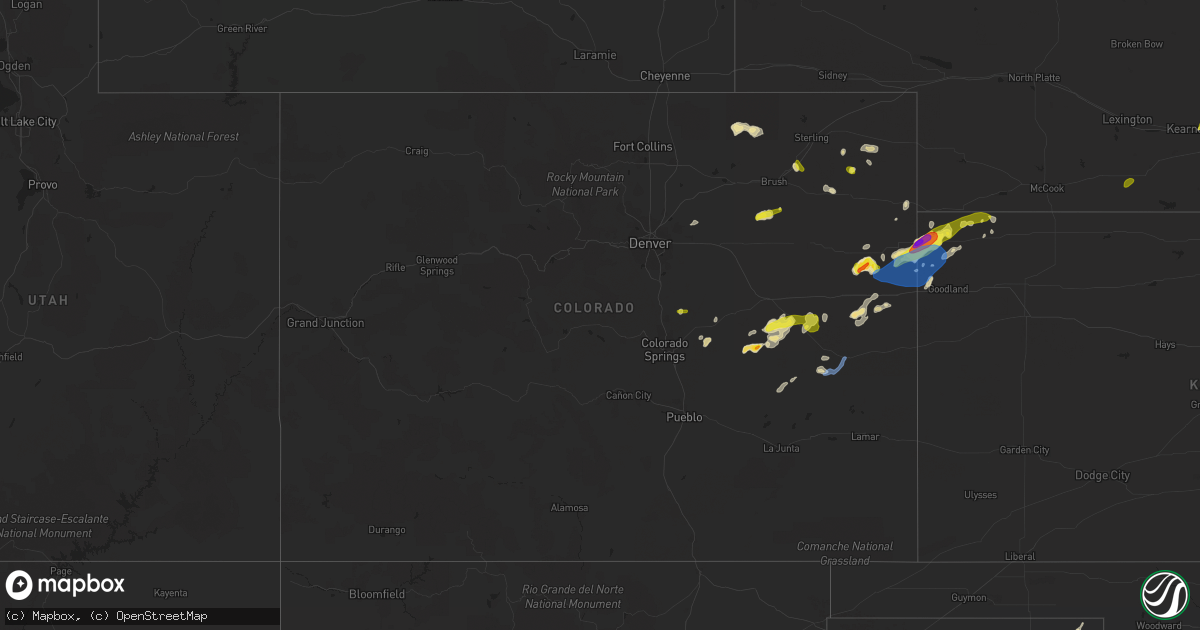 Hail map in Colorado on April 27, 2021