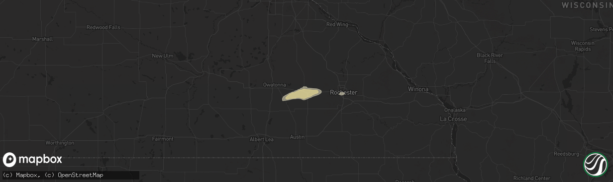 Hail map in Dodge Center, MN on April 27, 2021