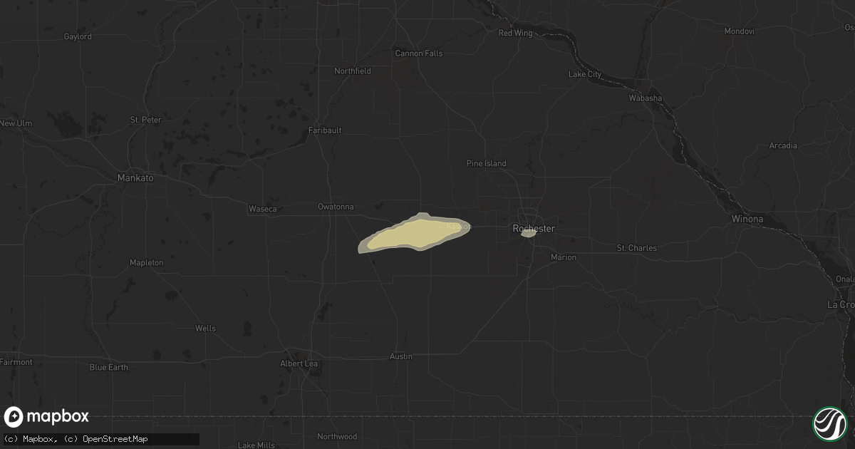 Hail map in Dodge Center, MN on April 27, 2021