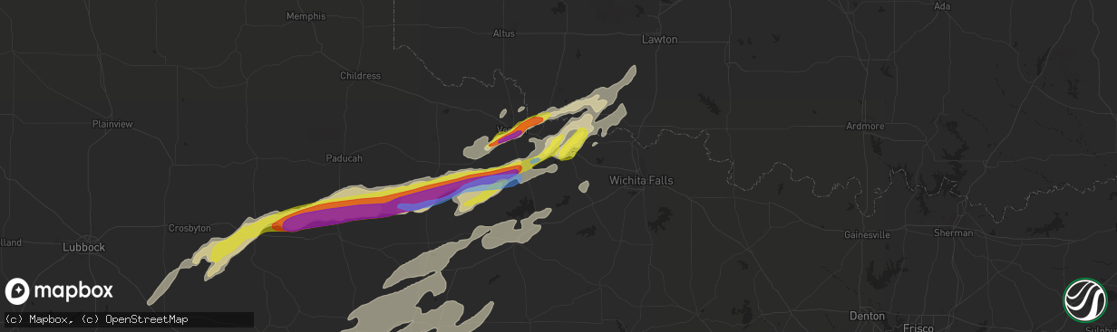 Hail map in Electra, TX on April 27, 2021