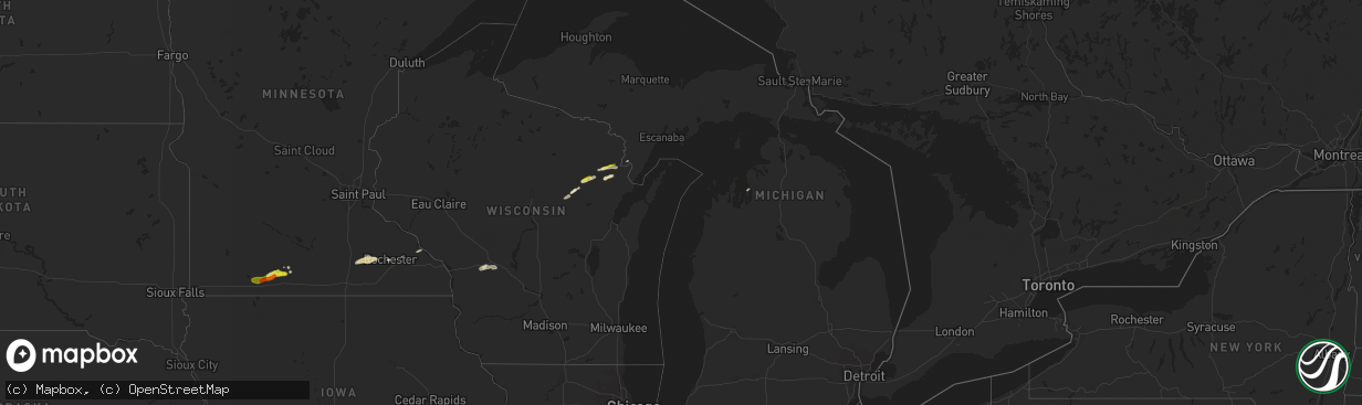 Hail map in Michigan on April 27, 2021