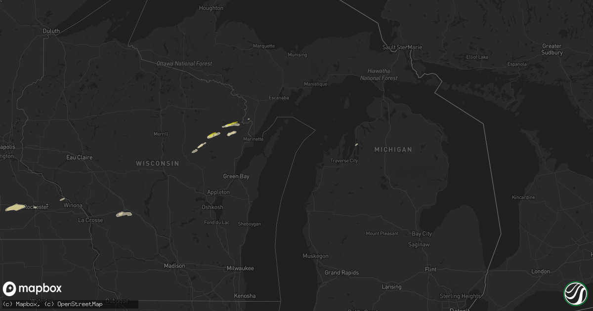 Hail map in Michigan on April 27, 2021