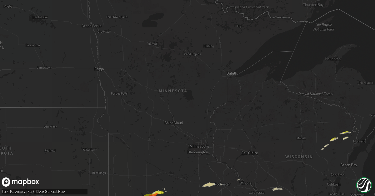 Hail map in Minnesota on April 27, 2021