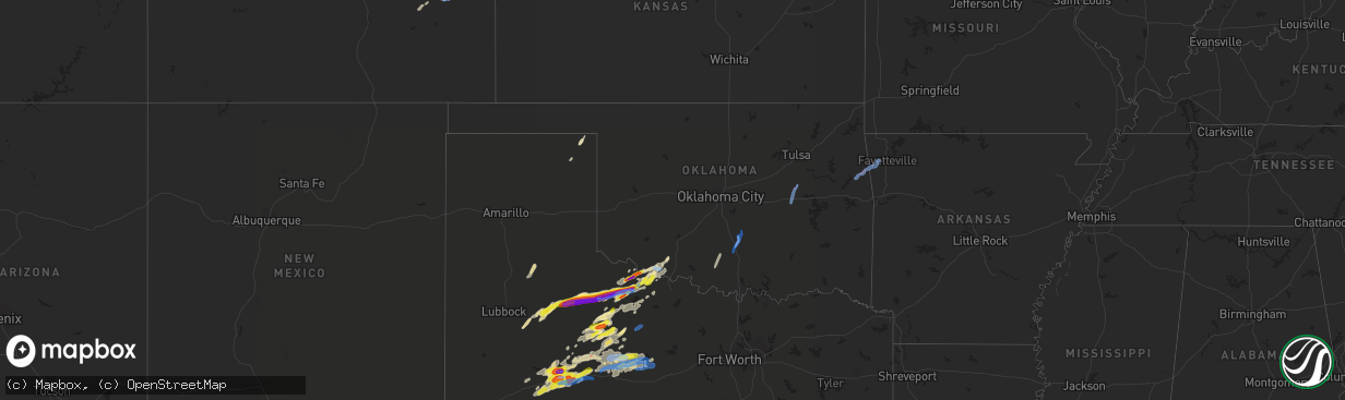 Hail map in Oklahoma on April 27, 2021