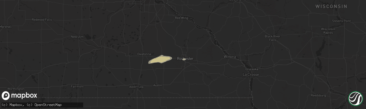 Hail map in Rochester, MN on April 27, 2021