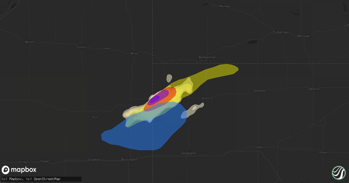 Hail map in Saint Francis, KS on April 27, 2021