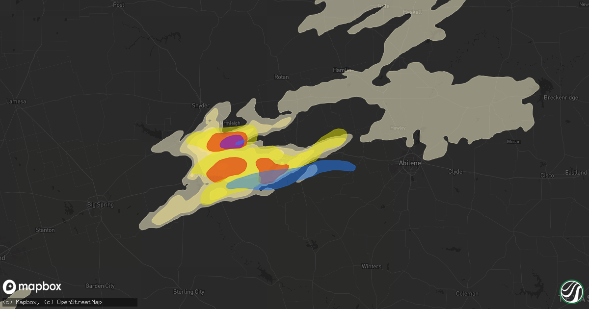 Hail map in Sweetwater, TX on April 27, 2021