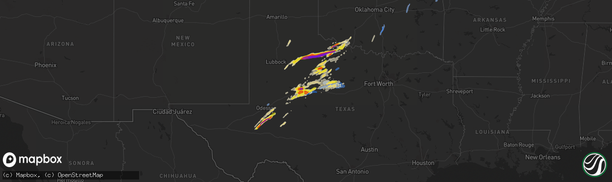 Hail map on April 27, 2021