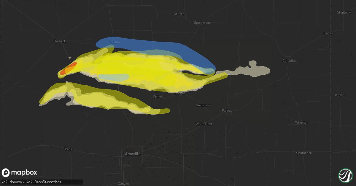Hail map in Borger, TX on April 27, 2022