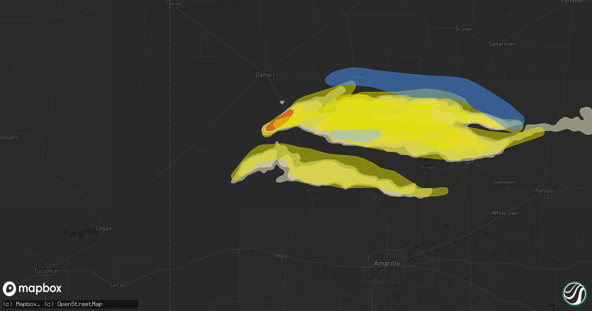 Hail map in Channing, TX on April 27, 2022