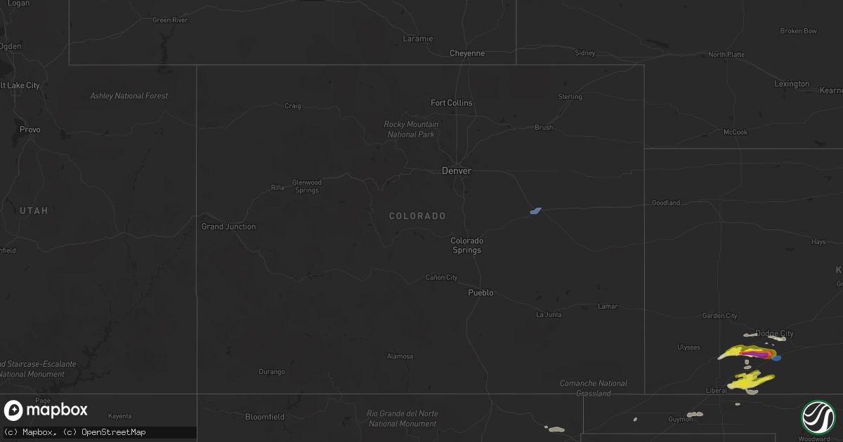 Hail map in Colorado on April 27, 2022