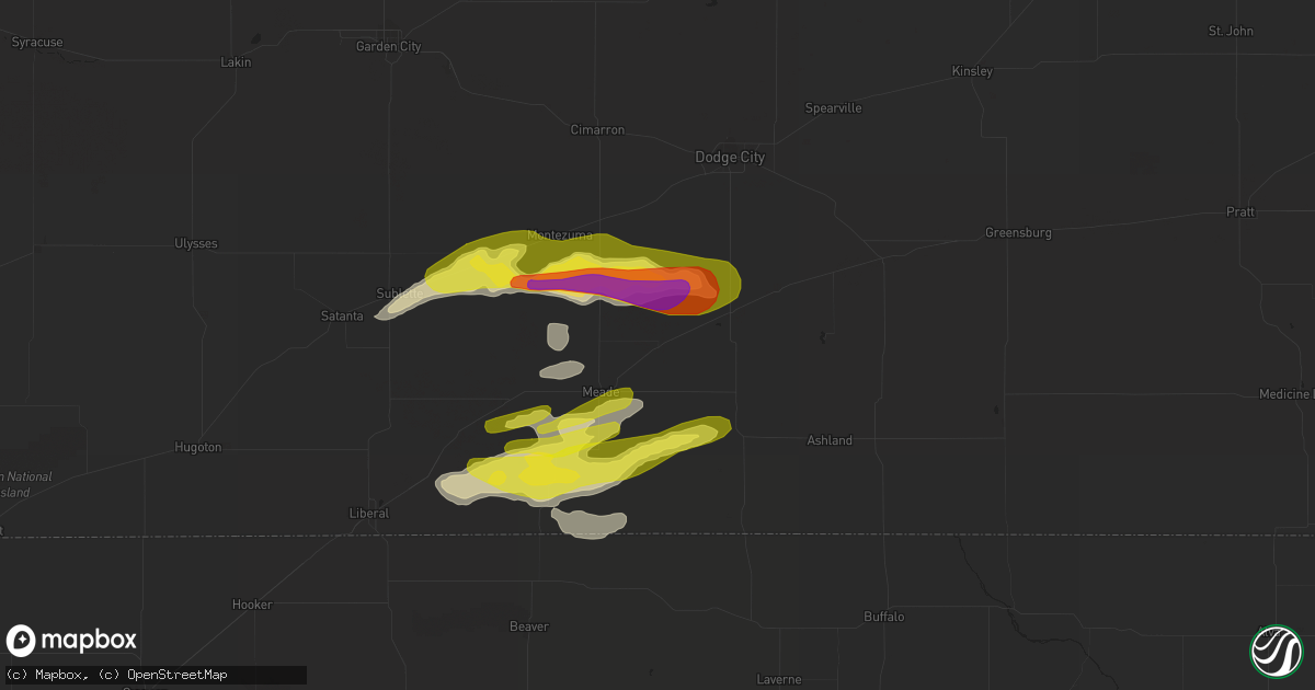 Hail map in Fowler, KS on April 27, 2022