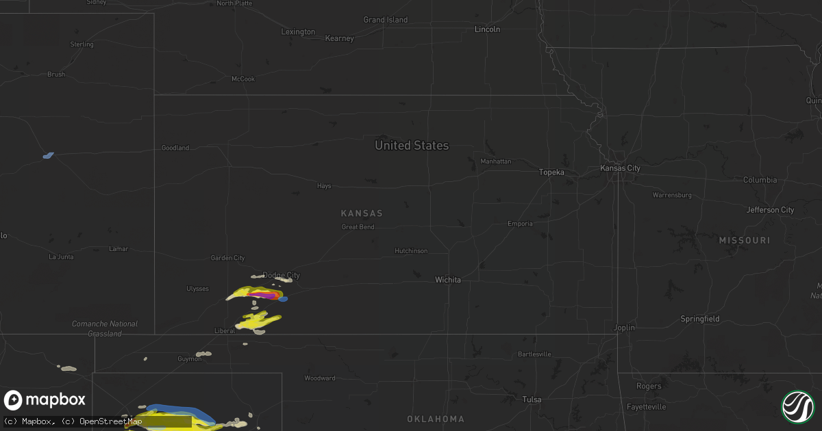 Hail map in Kansas on April 27, 2022