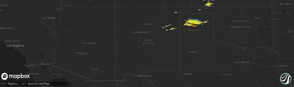 Hail map in New Mexico on April 27, 2022