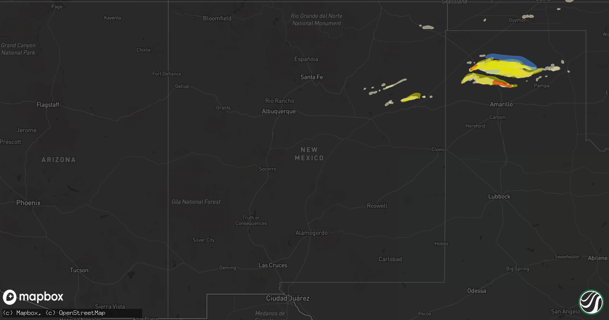 Hail map in New Mexico on April 27, 2022