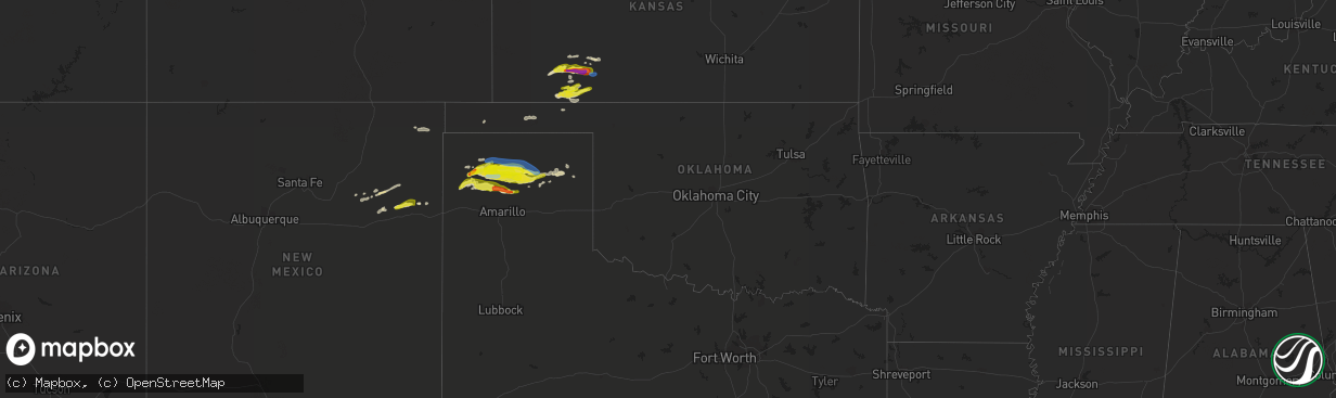 Hail map in Oklahoma on April 27, 2022