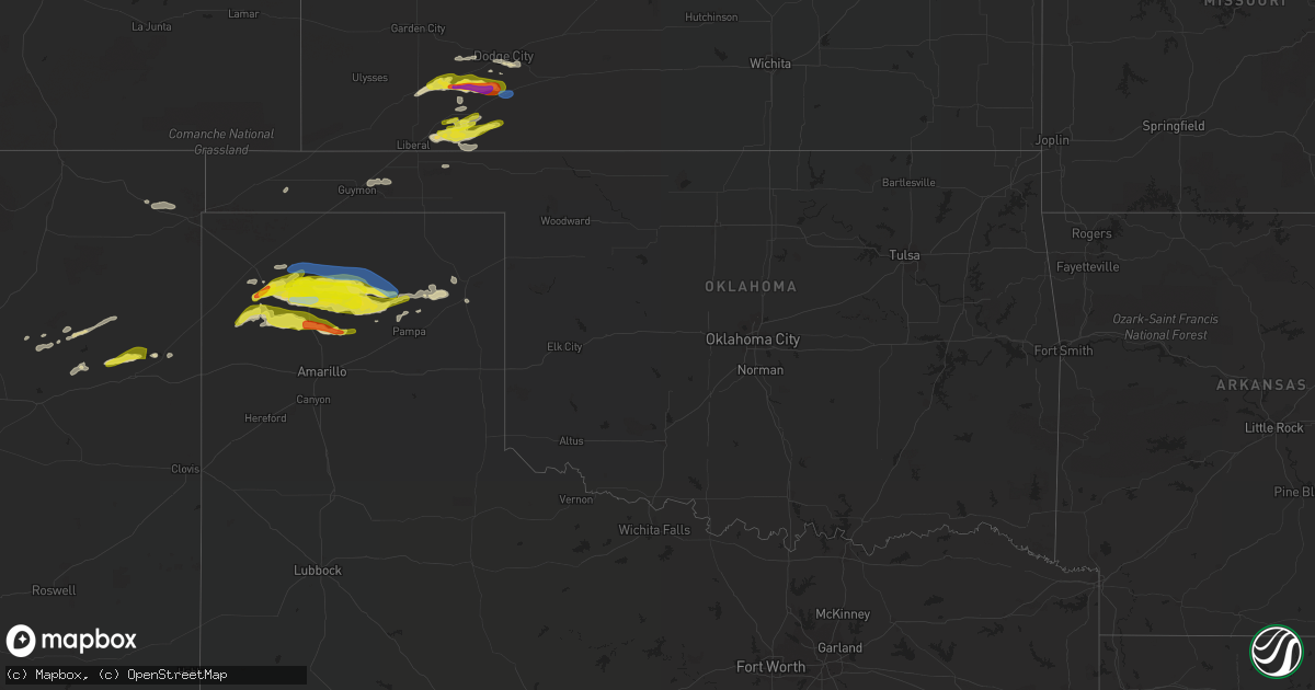 Hail map in Oklahoma on April 27, 2022