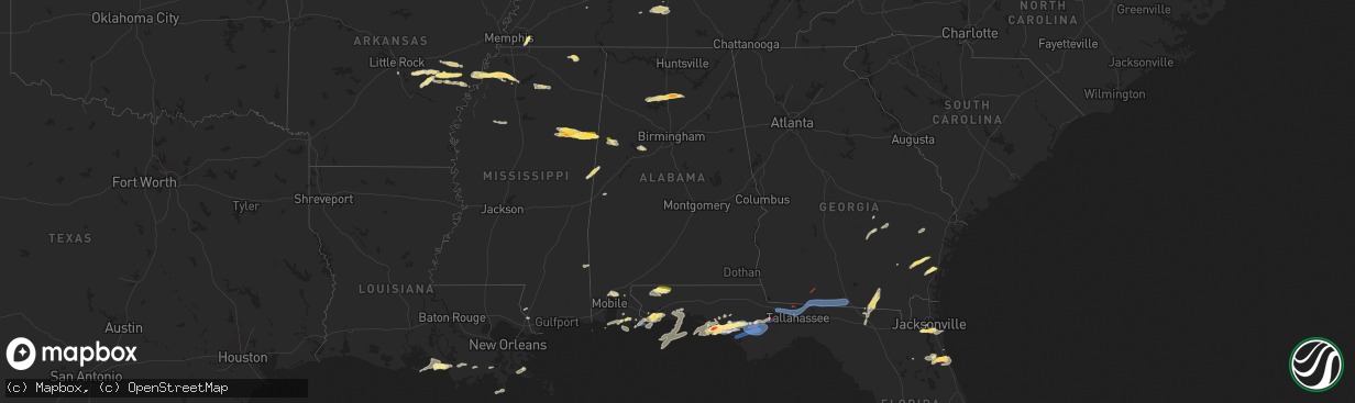 Hail map in Alabama on April 27, 2023