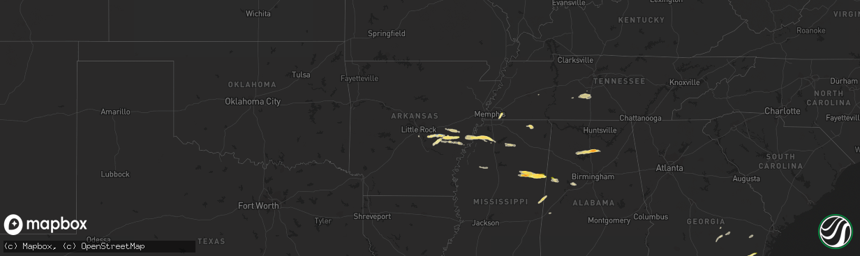 Hail map in Arkansas on April 27, 2023