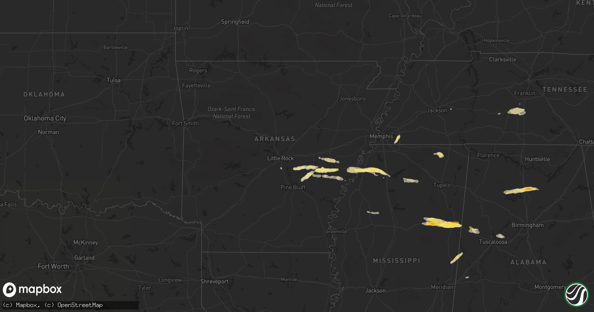 Hail map in Arkansas on April 27, 2023