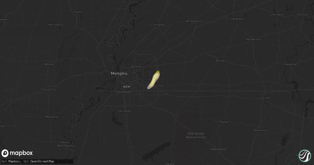 Hail map in Collierville, TN on April 27, 2023