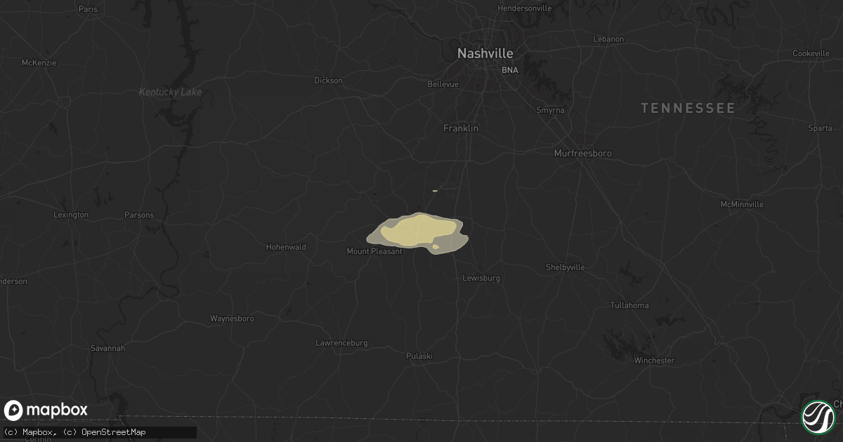 Hail map in Columbia, TN on April 27, 2023