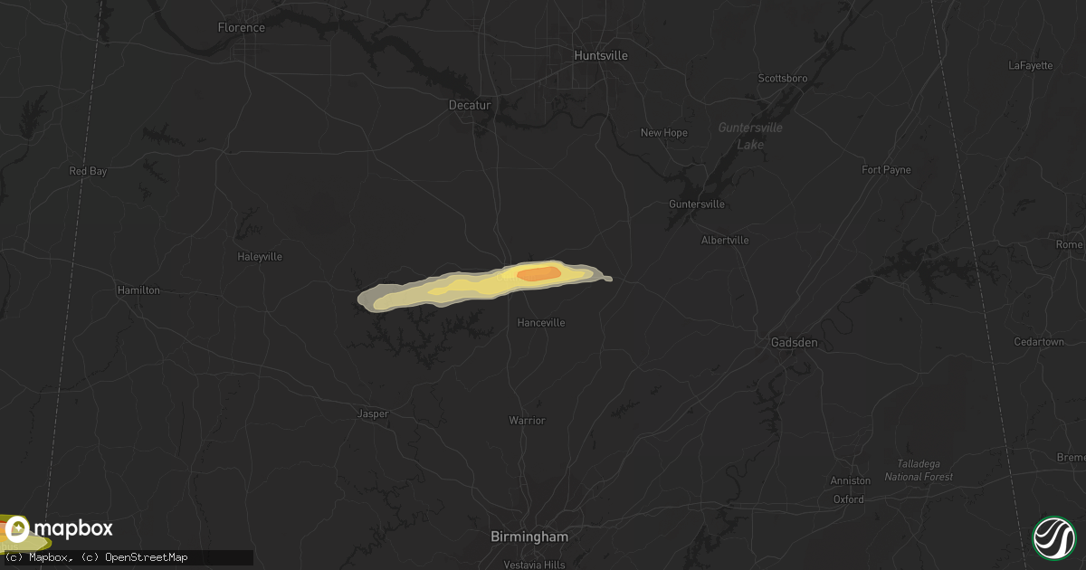 Hail map in Cullman, AL on April 27, 2023