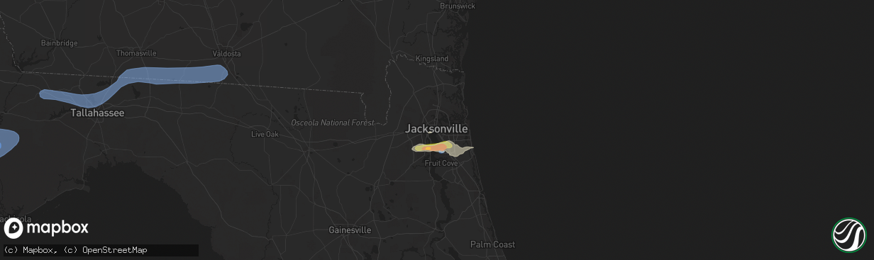Hail map in Jacksonville, FL on April 27, 2023
