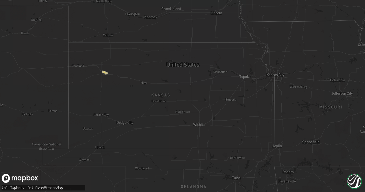Hail map in Kansas on April 27, 2023