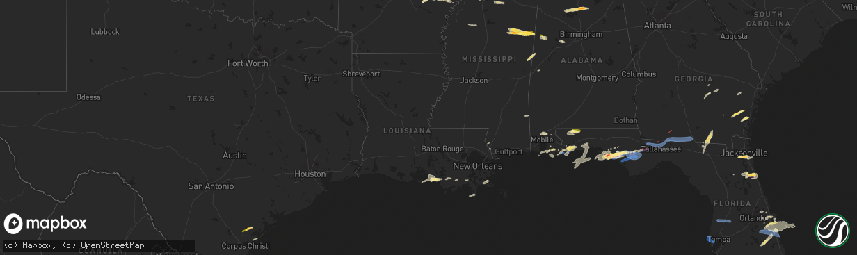 Hail map in Louisiana on April 27, 2023