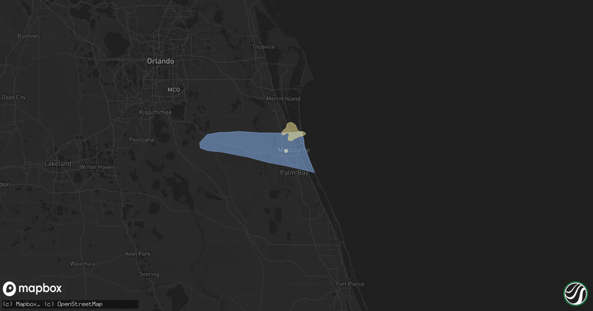 Hail map in Melbourne, FL on April 27, 2023