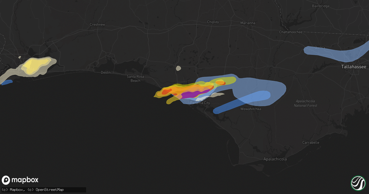 Hail map in Panama City Beach, FL on April 27, 2023