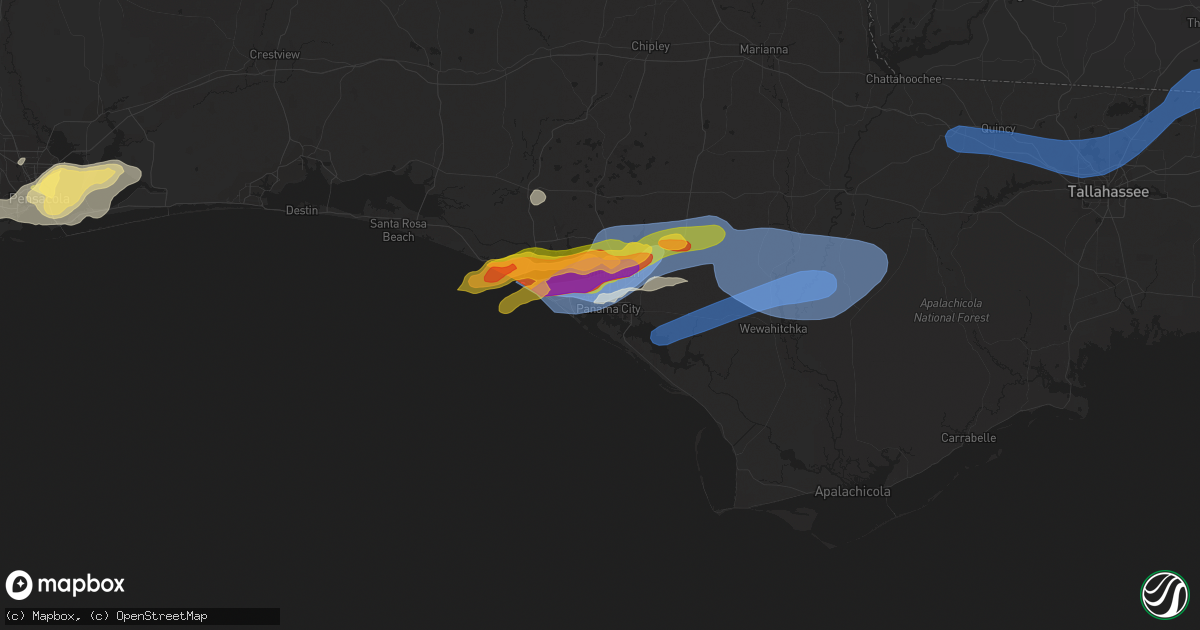 Hail map in Panama City, FL on April 27, 2023