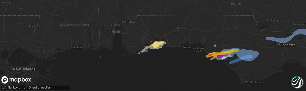 Hail map in Pensacola, FL on April 27, 2023