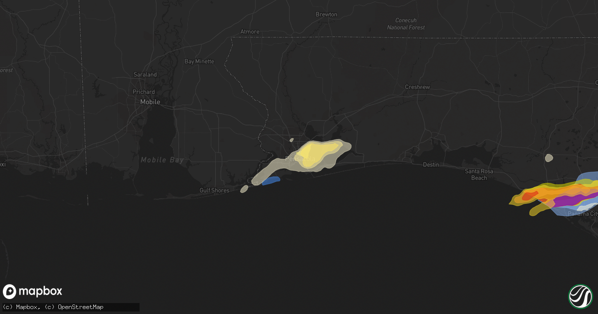 Hail map in Pensacola, FL on April 27, 2023