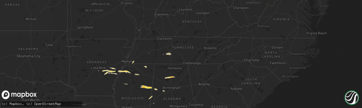 Hail map in Tennessee on April 27, 2023