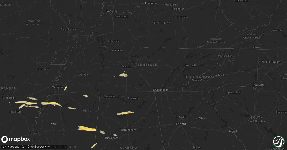 Hail map in Tennessee on April 27, 2023