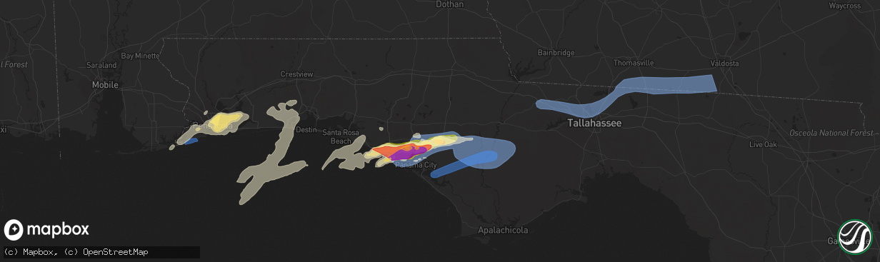 Hail map in Youngstown, FL on April 27, 2023