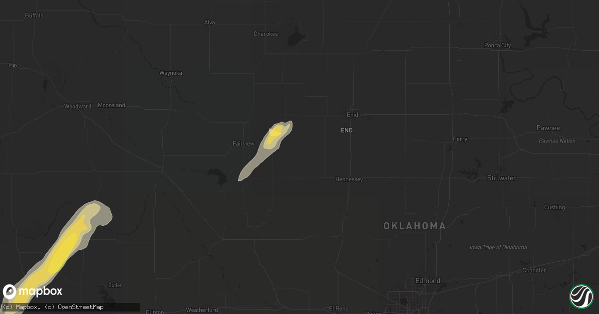 Hail map in Ames, OK on April 27, 2024