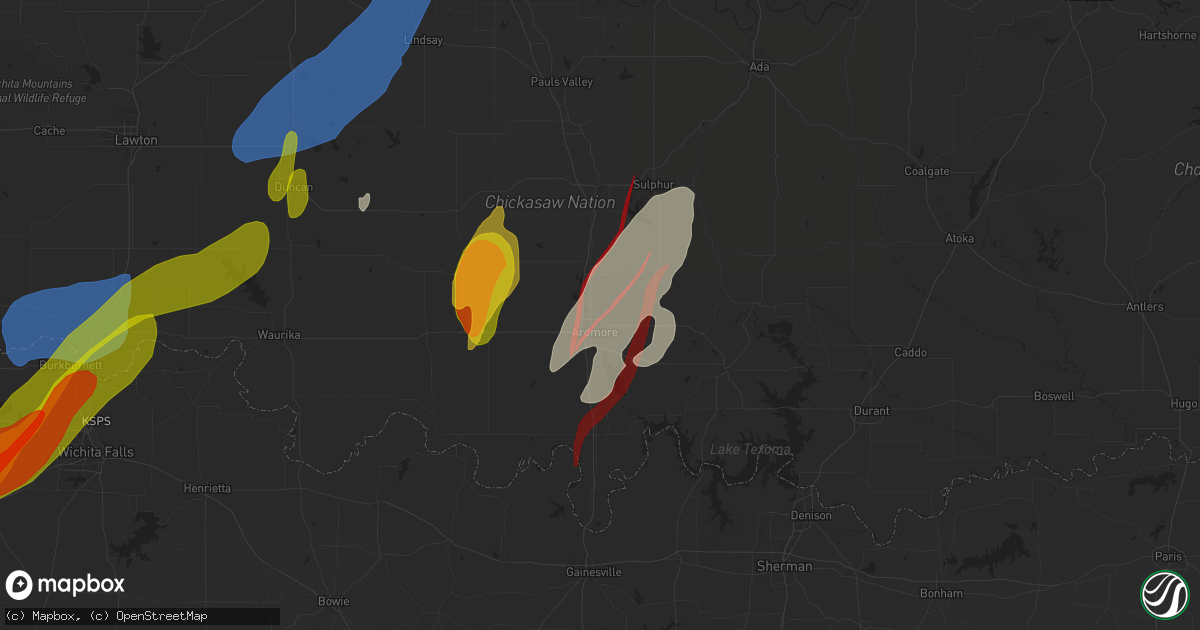 Hail map in Ardmore, OK on April 27, 2024