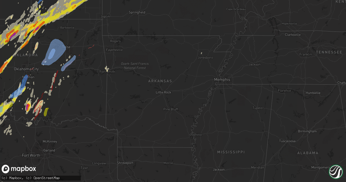 Hail map in Arkansas on April 27, 2024