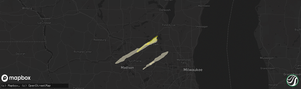 Hail map in Beaver Dam, WI on April 27, 2024