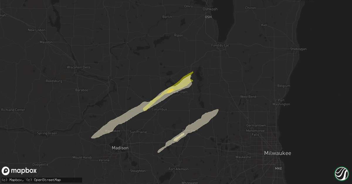 Hail map in Beaver Dam, WI on April 27, 2024