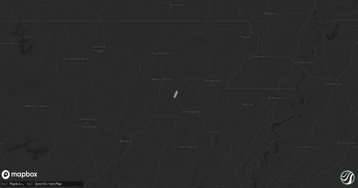 Hail map in Bono, AR on April 27, 2024