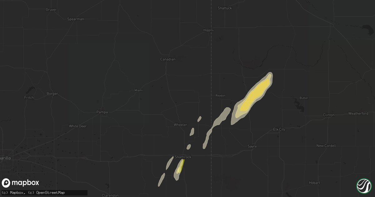 Hail map in Briscoe, TX on April 27, 2024