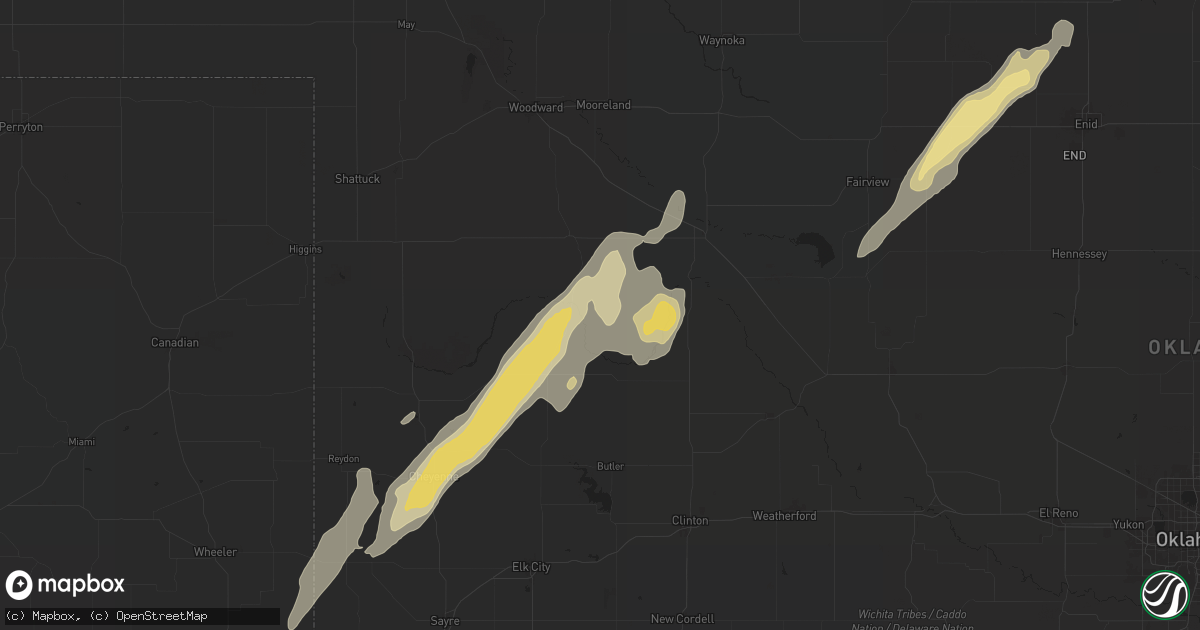 Hail map in Camargo, OK on April 27, 2024
