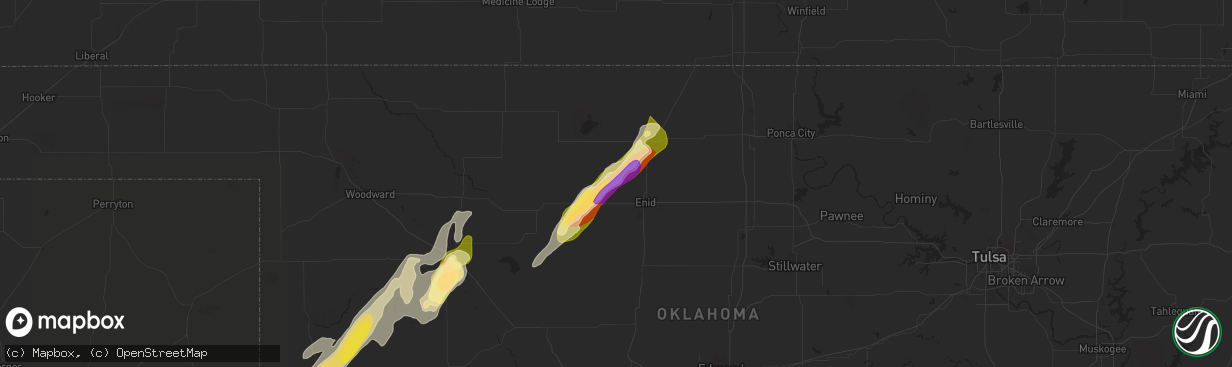 Hail map in Carrier, OK on April 27, 2024