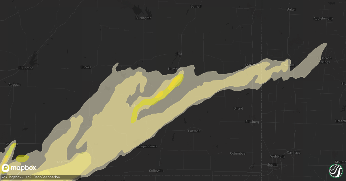 Hail map in Chanute, KS on April 27, 2024